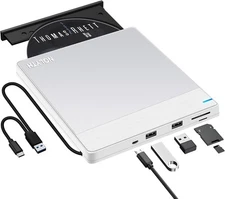 NOLYTH External CD DVD Drive: USB Burner for Laptop Mac PC MacBook Windows 11 -