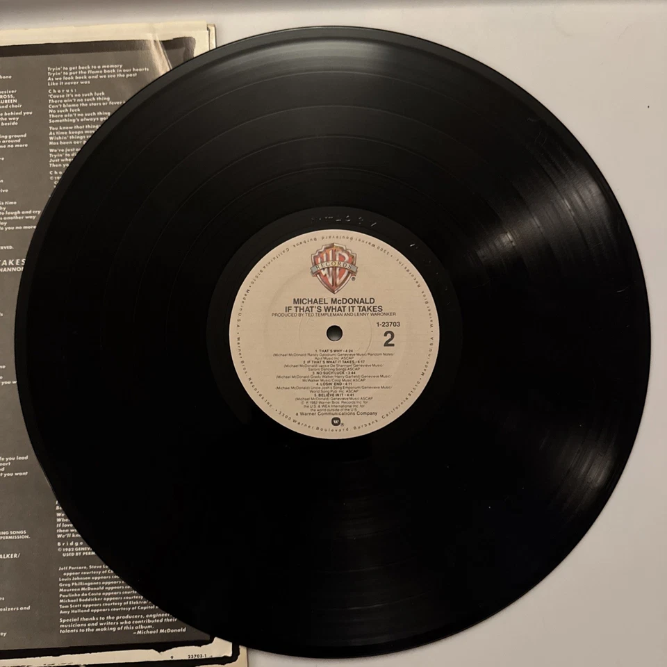 VG + VINYL LP Michael McDonald If That’s What It Takes 1982 / Rock Warner Bros. Foto 4 de 4