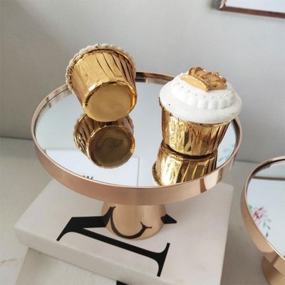 Cake Stand Gold Mirror Top for Dessert Stand Cake Display Holder Practical Gift