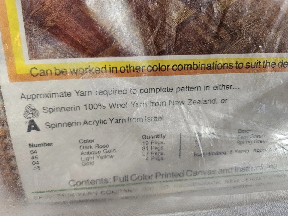 Vintage Spinnerin Latch Hook Rug Pattern Canvas Full Color Printed 34x58 Floral - Image 3 of 4