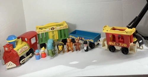 Vintage Fisher Price Little People #991 Circus Train Engine Caboose People Lot