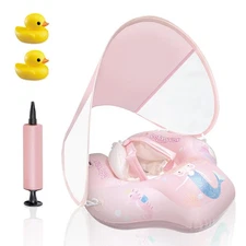Baby Pool Float with Canopy,Pool Float for Toddlers 12-36 Month, Pink Infant ...
