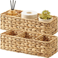 Storageworks Toilet Paper Basket, 3-Section Water Hyacinth Storage Baskets Wic