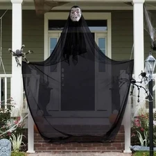 HauntLook 10 Foot Tall Hanging Vampire Mask and Cape Halloween Decor New