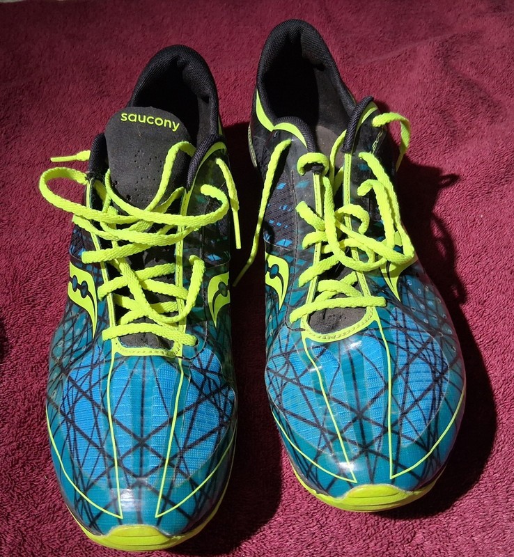Saucony Shay XC 3 Mens 12 Cross Country Track Spikes Blue Lime Racing Shoes