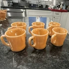 6 Vintage  50/60’s Peach Luster Anchor Hocking Fire king D-Handle Mugs MINT!!!!!