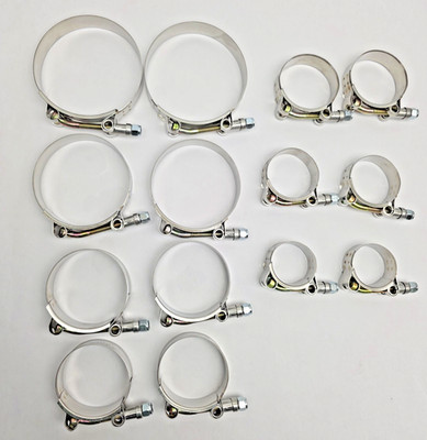 14Pcs 304SS, 7 Sizes T-Bolt Hose Clamps, Wysiwyka Heavy Duty Hose Clamp Asso