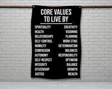 Motivational Gym Flag - Core Values Wall Art for Home Garage Decor