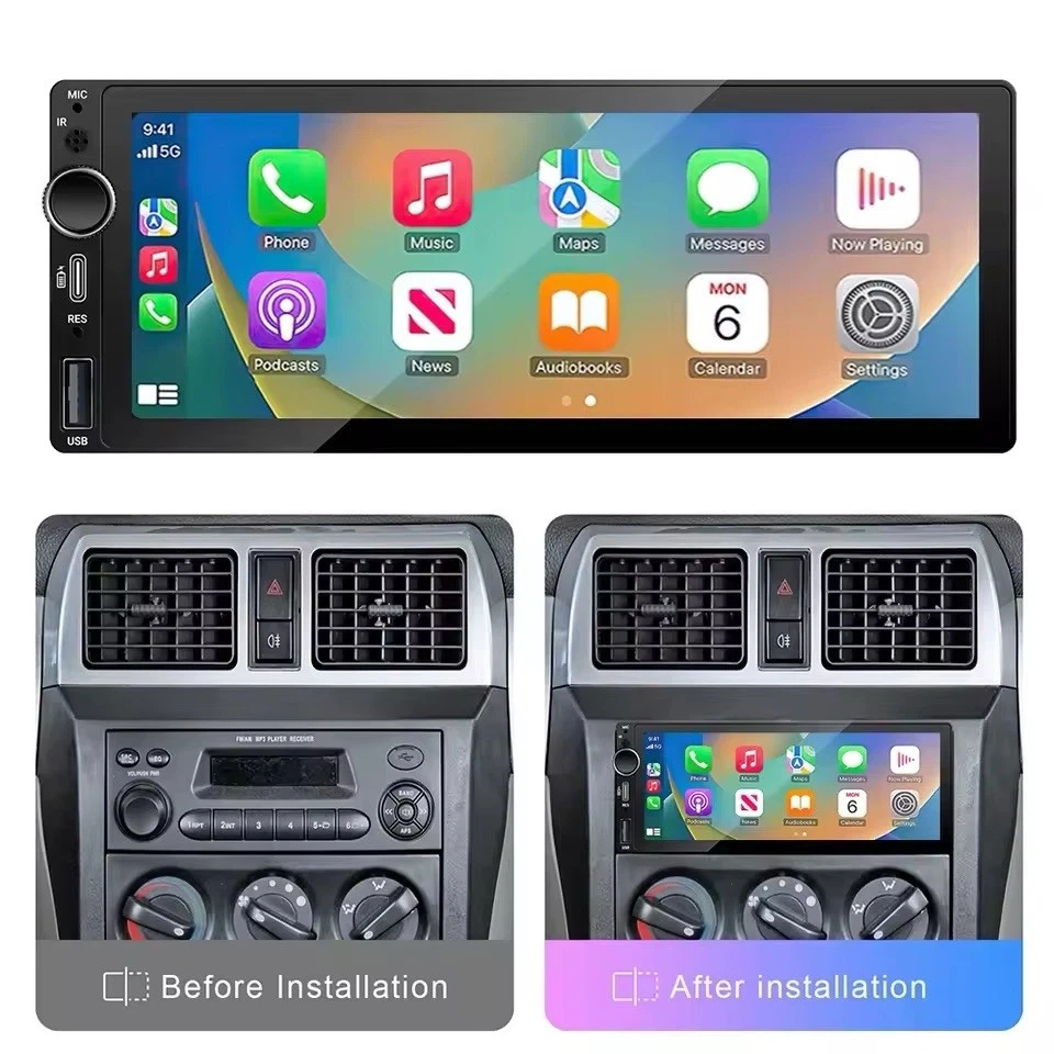 Autoradio 1 din Universale Carplay Android E Apple Touch Screen- Wired Cablato - Immagine 4 di 4