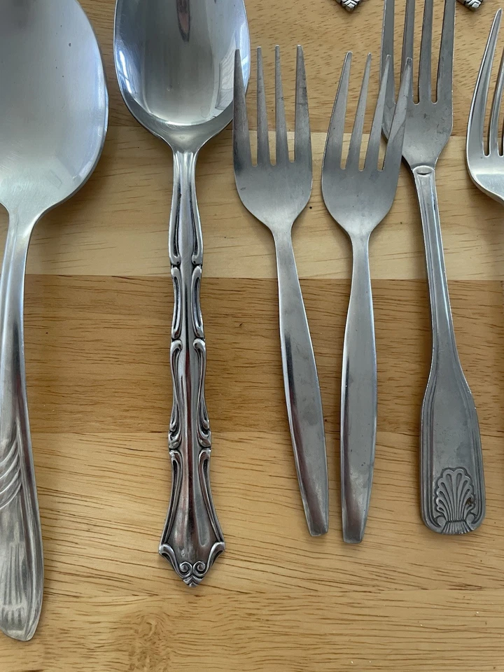 Lote misto de talheres de aço inoxidável 17 peças garfos colheres Walco Japão Coreia Vintage - Imagem 3 de 4