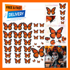 Butterfly Hair Clips 3D Monarch Barrettes for Halloween Day of the Dead Orange