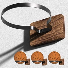 Basketball Wall Mount Ball Wall Holder Wood Metal Ball Display Stand Wall Rack