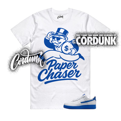 Air Force 1 Game Royal Blue White Hyper Dunk Low T Shirt Match PAPER