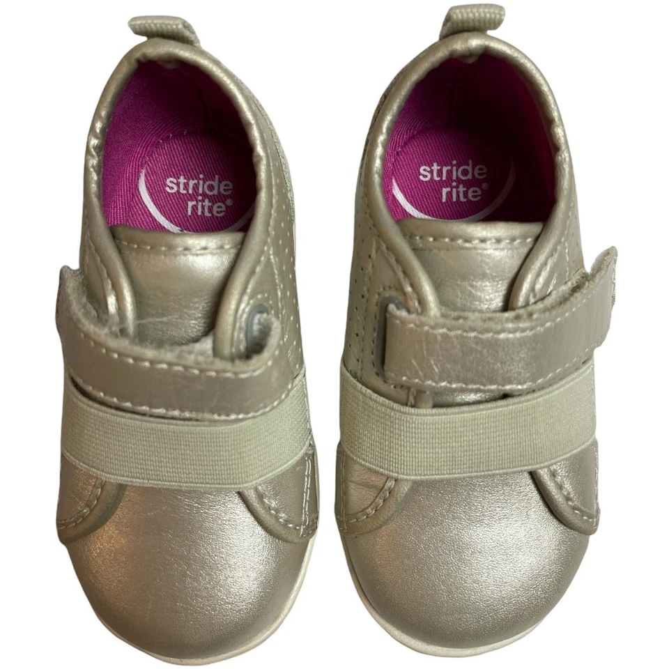 Zapatillas Stride Rite Memory Foam SRT Riley Beige Cuero Niño Pequeño Talla 4.5 Foto 2 de 4