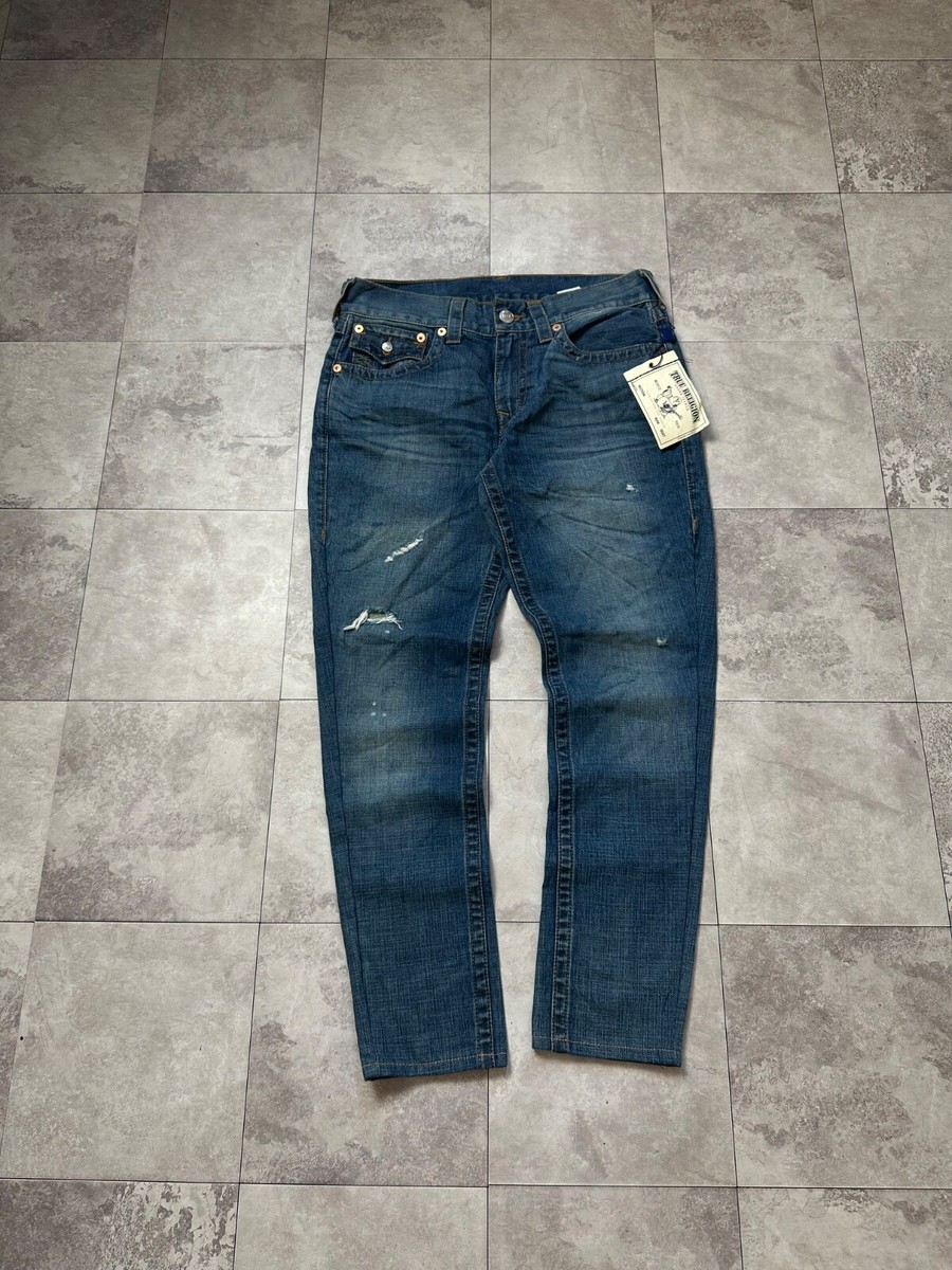 希少Y2K 00sTrue Religion 白 デニムパンツ　チーフキーフ NWT Vintage True Religion Y2K Blue Denim Chief Keef Style