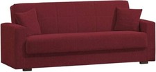 Divano Letto 3 Posti - Jasmine Mod.Smile in Tessuto con Braccioli Bordeaux