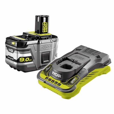 Ryobi 9,0 Ah High Energy Lithium 18 V RC18150-190 Akku /& Schnellladegerät ONE