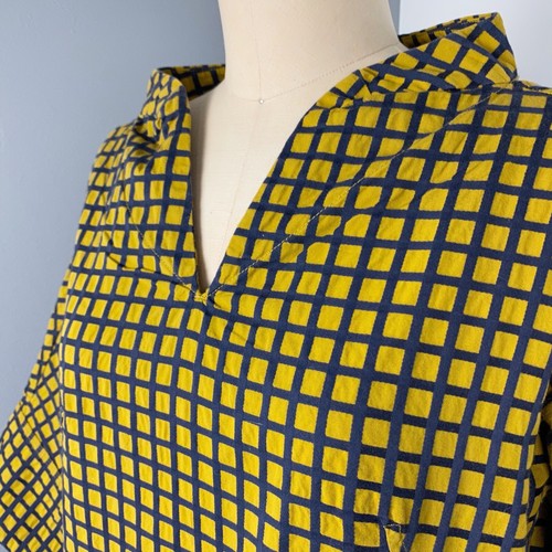 Vestido para mujer Donoratico estampado a cuadros ventana holgado amarillo talla S - Imagen 5 de 7