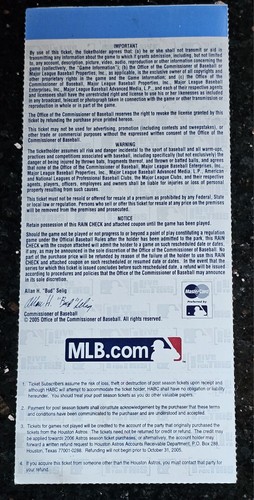 Rare 2005 World Series Game 4 Ticket Stub White Sox & Astros Mint Condition - Picture 2 of 2