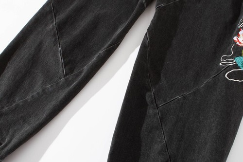 Pantalones Niepce Lotus Bordados Urbanos Hip Hop Ropa de Calle Jeans Pantalones Grises - Imagen 10 de 10