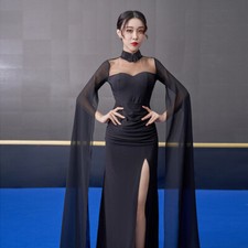 Women's Sexy Slit Evening Dress Long Wide Sleeved Dress Hanfu Slim Fit Gown