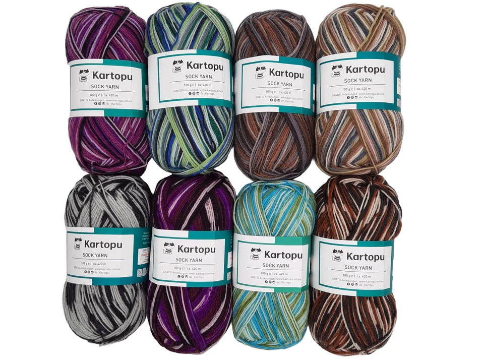 Sockenwolle Strumpfwolle Sparset – 16 x 100g - 4-fädige Wolle, 1,6kg Set - Bild 2 von 3