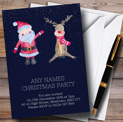 Personalisierte Weihnachtsfeiereinladungen Weihnachtsmann & Rentier