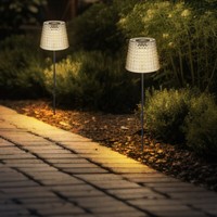 Solarlampe Gartendeko AußEnlampe Led Erdspieß Kristalloptik Rauch H 60Cm 2Er Set