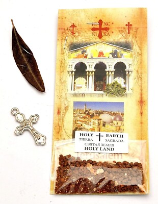 Holy Earth Tierra Cross and Olive Tree Live Jerusalem Sand