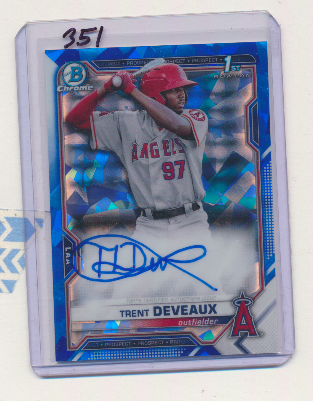 2021 Bowman Chrome Sapphire Trent Deveaux Auto