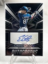 Evan Carter, 2023 Panini Chronicles Obsidian Baseball, Autographed Sports Card