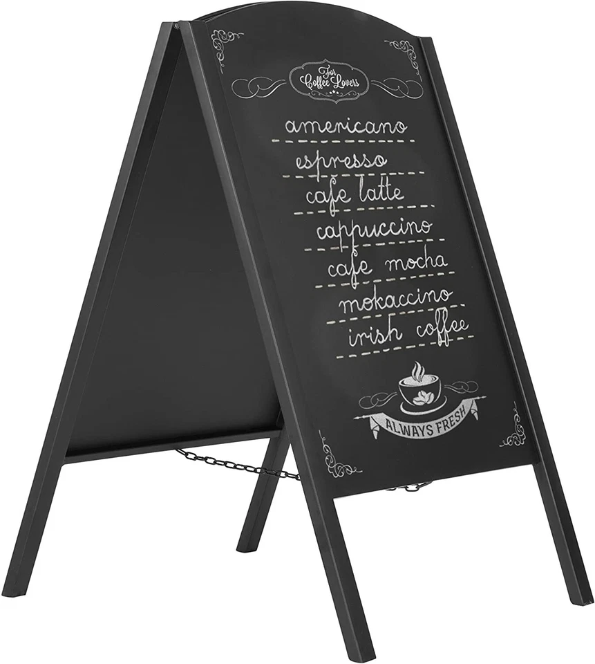 Black Metal Large A-Frame Erasable Decorative Chalkboard Signage/Menu Board - Image 3 of 4