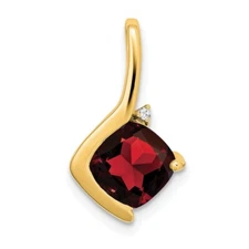 14k Yellow Gold Cushion Garnet and Diamond Pendant Perfect Gift for Her