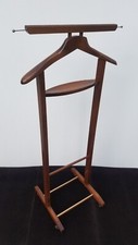 Mid Century Unbranded Rolling Suit Valet Stand Dark Stain - READ FLAWS