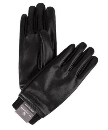 Van Heusen Men's Faux-Leather Fleece-Lined Touchscreen SIZE L/XL Black Gloves  - Afbeelding 1 van 1