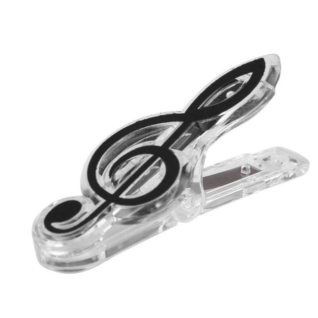 Plastic Musical Note Letter Paper Clip Piano Sheet Spring Holder (Black)