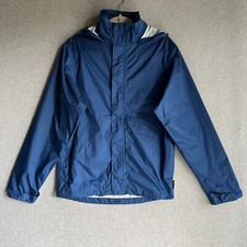 Magellan Outdoors Rain Jacket Mens Small Blue Full Zip Nylon Camp Fishing Hiking