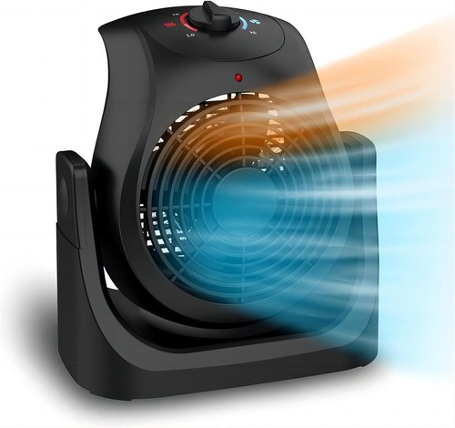 LifePlus 2 in 1 Heater Fan Combo 1500W Portable Cooling Desk Fan 2 Wind Speeds