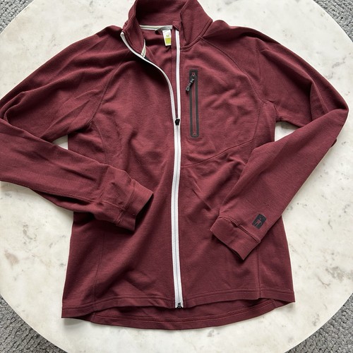 SMARTWOOL Men's Full Zip 97% merino Wool Sweater Jacket Size Medium Burgundy