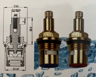 Warm & Kalt mit Schrauben Keramik Scheibenhahn Ventileinsatz Vierteldrehung 1/2''