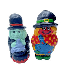 Vintage Halloween Candles Unused Scarecrow and Witch