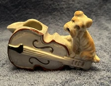 Vintage Porcelain Schnauzer and Mandolin Personal Ashtray