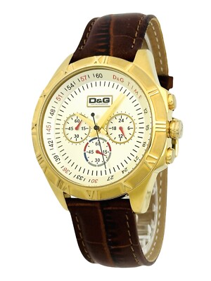 D &Ｇ D&G Dolce & Gabbana DW0433 Golden Multi-function Brown Leather