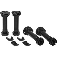 Cabinet Legs, Black Adjustable For Base Units, 10 X PACKS, 40 Legs & 20 Clips