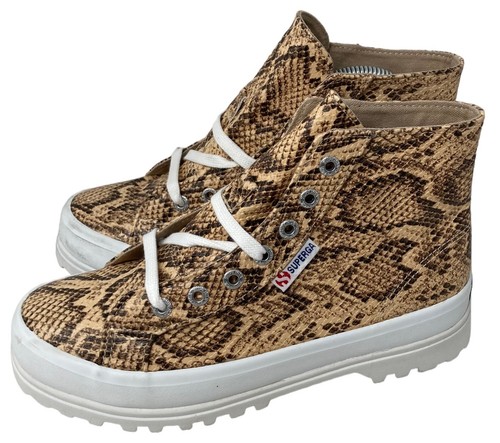 Stivaletto sneaker alto Superga marrone marrone marrone taglia 6,5 scarpe donna NUOVE - Foto 5 di 8