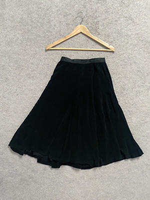 Vintage Black Circle Skirt size XS waist flat across) VELVET Full  A-line