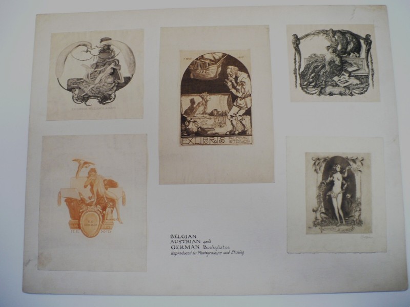 Group Antique European Erotic Ex Libris Engraved Book Plates