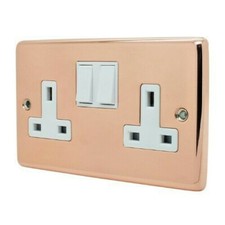 Bright Shiny Polished Copper Plug Sockets Light Switches Dimmers - Whole Range W