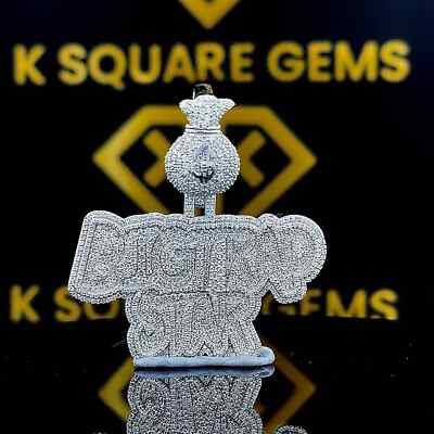 2.30Ctw Round Cut Moissanite Custom Letter Pendant 14K White Gold Plated