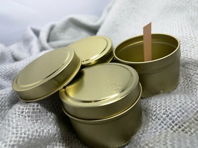 Knisternder Holzdocht Duftkerzenherstellungsset - Gold Wiederverwendbare Dosen Öko Sojawachs 